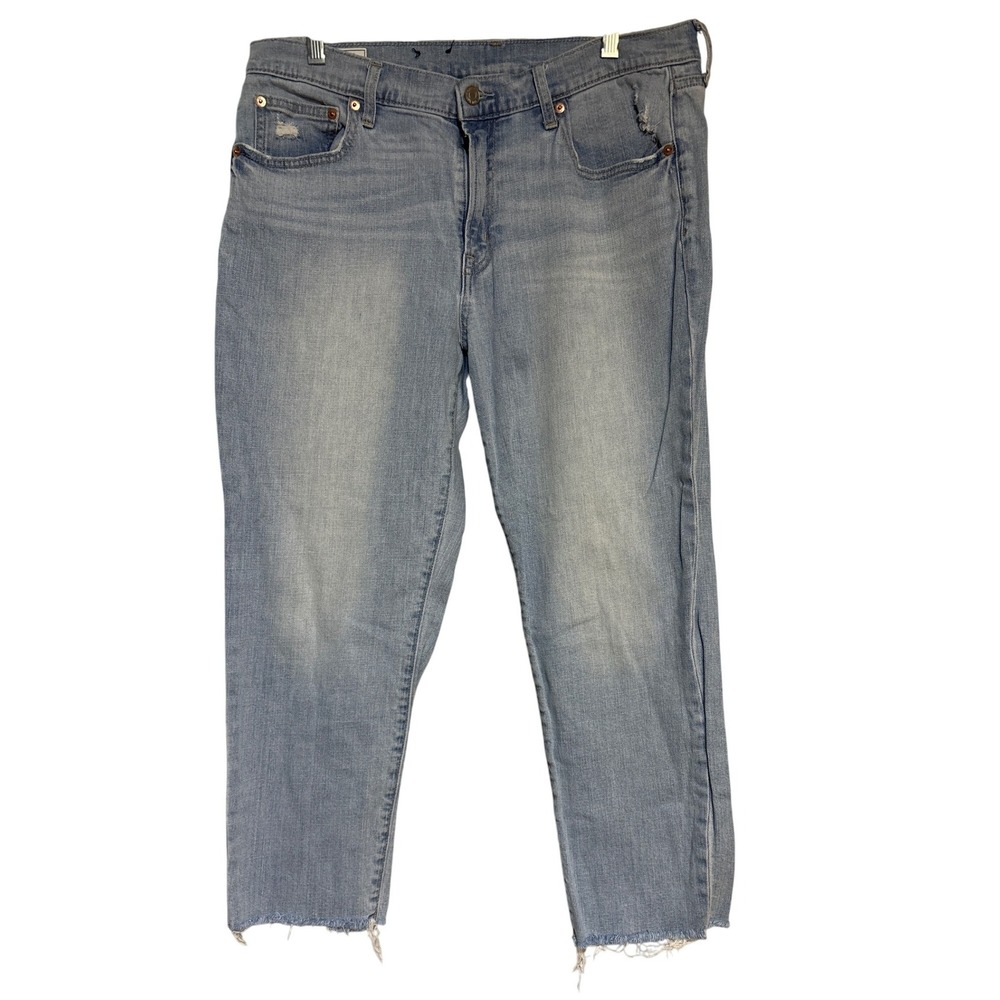 GAP Girlfriend Mid Rise Distressed Hem Crop Jeans‎ Size 31/12R